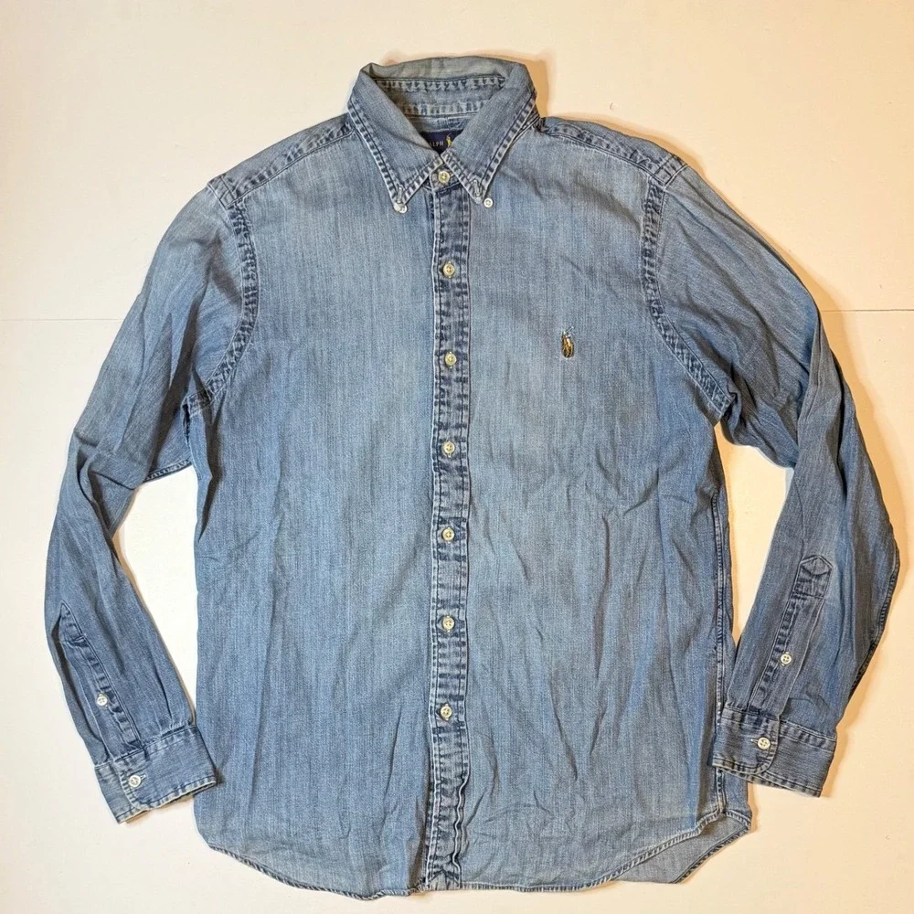 Polo Ralph Lauren Classic Fit Denim Chambray Button Down Shirt Size M